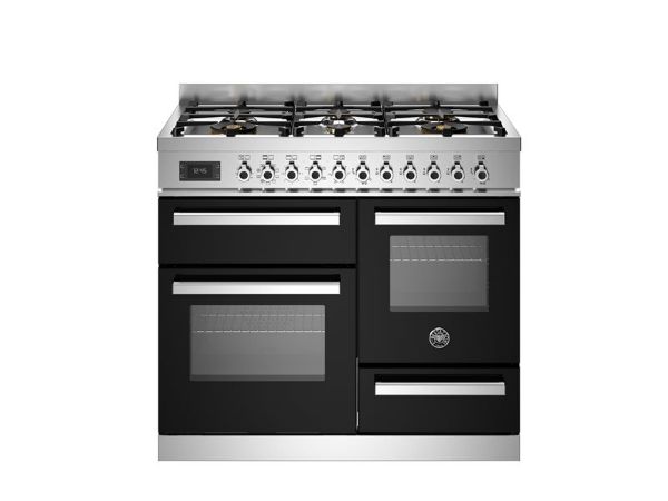Bertazzoni PRO106L3ENET2 Professional 100cm Double Dual Fuel Range Cooker in Black