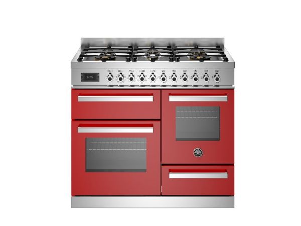 Bertazzoni PRO106L3EROT2 Professional 100cm Double Dual Fuel Range Cooker in Red