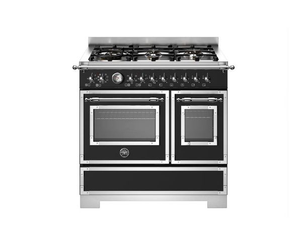 Bertazzoni HER96L2ENET2 Heritage 90cm Double Dual Fuel Range Cooker in Black