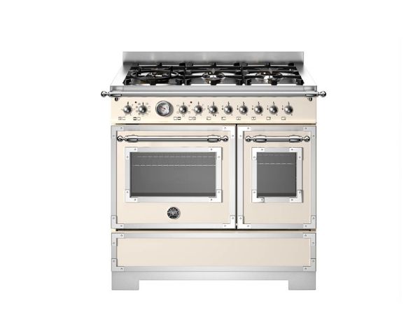Bertazzoni HER96L2EAVT2 Heritage 90cm Double Dual Fuel Range Cooker in Ivory