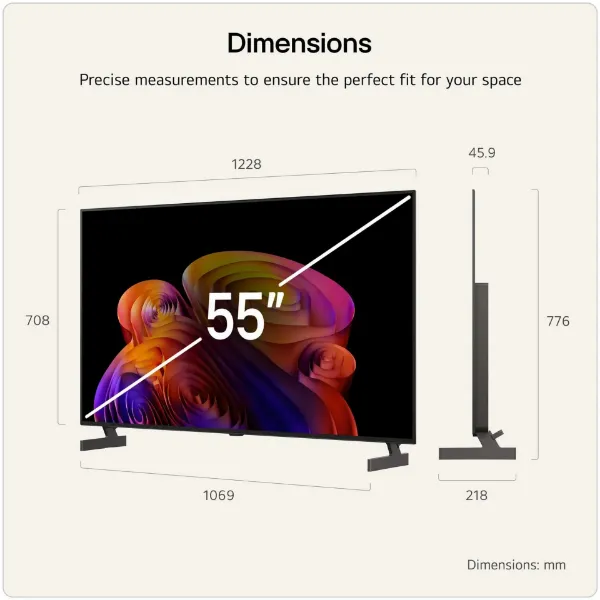 LG OLED55B6ELC.AEK 55" 4K OLED AI Smart TV_dimensions