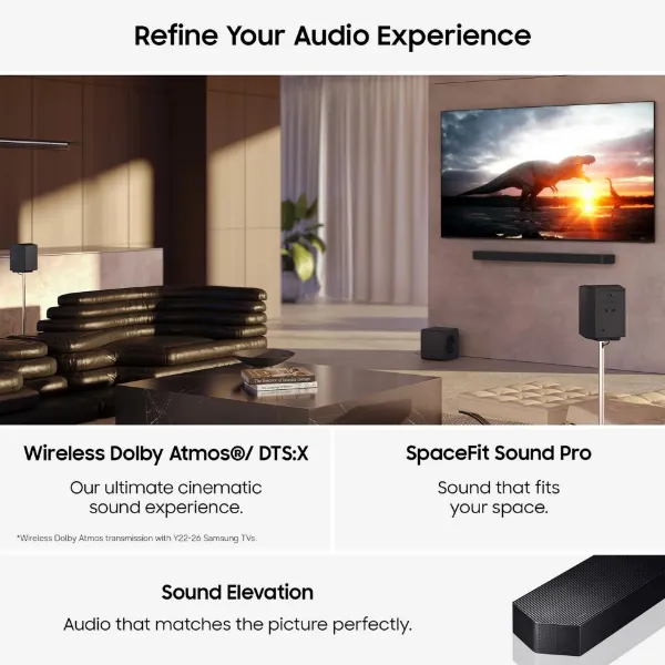 Samsung HW-Q990H/XU 11.1.4ch Q-Series Soundbar with Subwoofer & Rear Speaker - Titan Black_audio