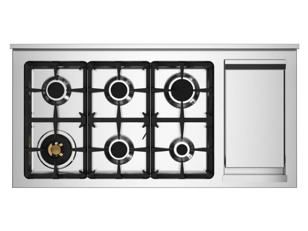 Bertazzoni HER126G2EAVT2 Heritage 120cm Double Dual Fuel Burner and Griddle Range Cooker in Ivory
