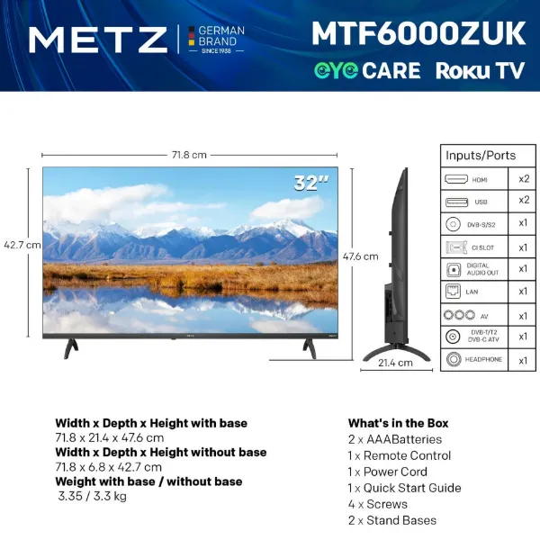 Metz 32MTF6000ZUK 32" 2K DLED Smart TV - Black_dimensions