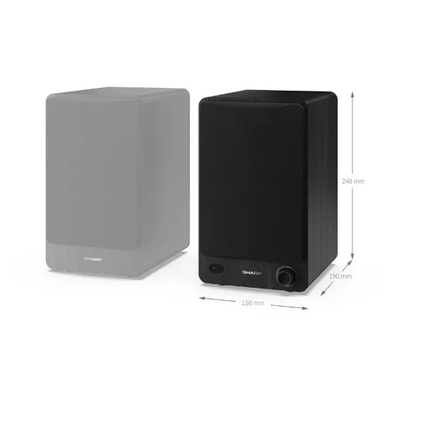 Sharp CP-SS30 BK Pair of Wireless Bookshelf Speakers - Black_dimensions