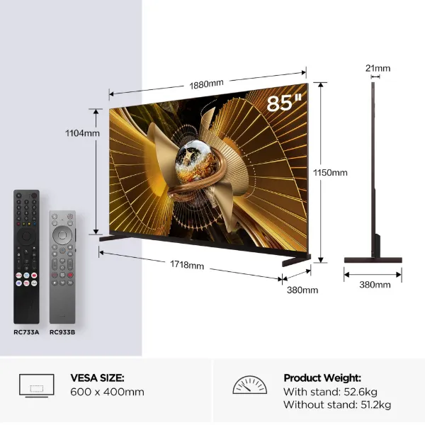 TCL 85X11L-UK 85" 4K Ultra HD SQD MINI LED Google TV_dimensions