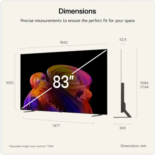 LG OLED83B6ELB.AEK 83" 4K OLED AI Smart TV_dimensions