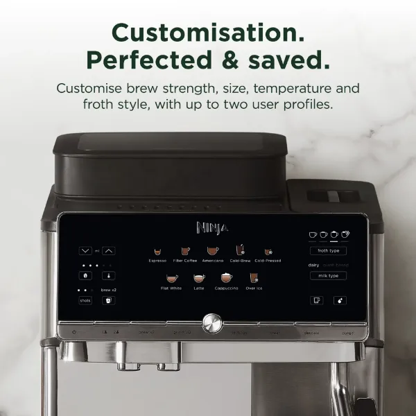 Ninja AE1001UK AutoBarista Coffee Machine - Black/ Stainless Steel_customisable
