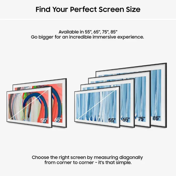 Samsung QE75LS03HWUXXU 75" 4K The Frame Pro Neo QLED 4K Vision AI Smart TV Art Mode & Wall Mount TV_screen size