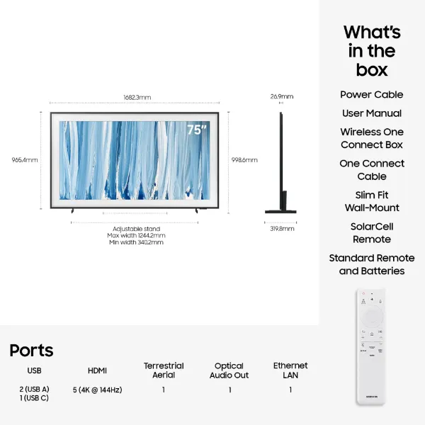 Samsung QE75LS03HWUXXU 75" 4K The Frame Pro Neo QLED 4K Vision AI Smart TV Art Mode & Wall Mount TV_contents