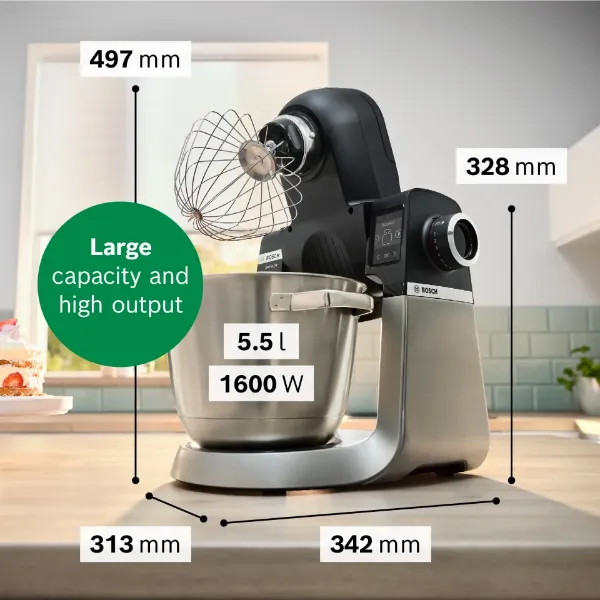Bosch MUMS6ZM00G, Kitchen machine with scale Jet black matt_dimensions
