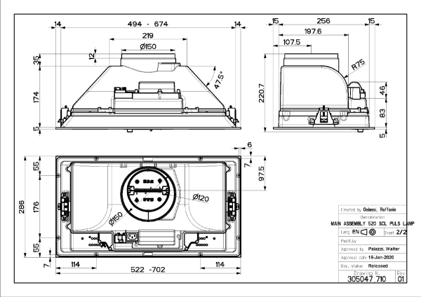 Faber Inca Smart C 70cm Black Integrated Canopy Cooker Hood_diagram