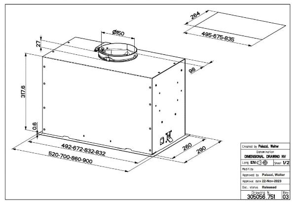 Faber Inca Lux 3.0 EVO X 52cm White Integrated Canopy Cooker Hood_dimensions