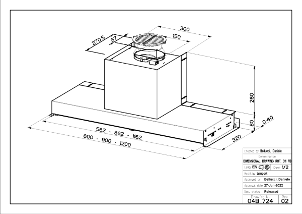 Faber In-Nova Smart Plus A120 120cm Integrated Cooker Hood_diagram