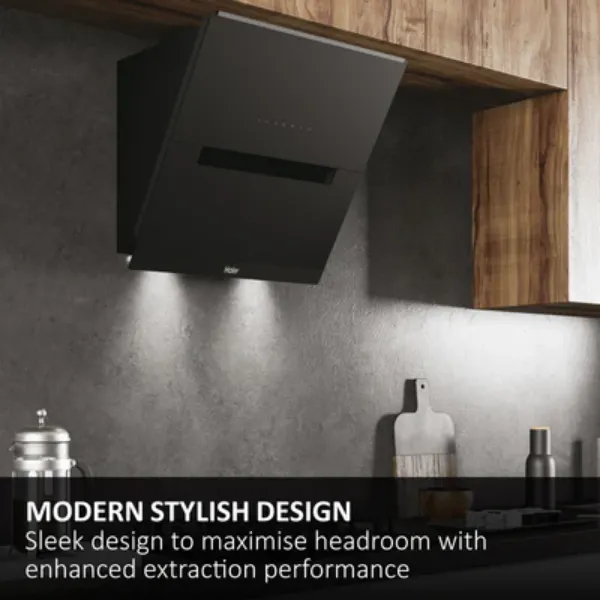 Haier HADG9CBS4BWIFI ID Link Cooker Hood - Wall Mounted - Black - 90cm_stylish