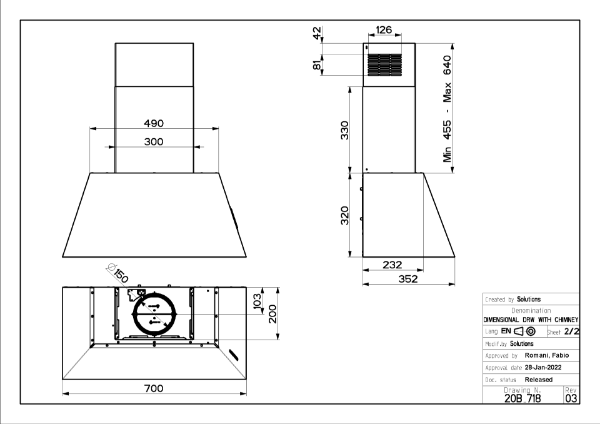 Faber Chloé EV8P A70 70cm Dark Grey Matt Wall Mounted Cooker Hood_diagram
