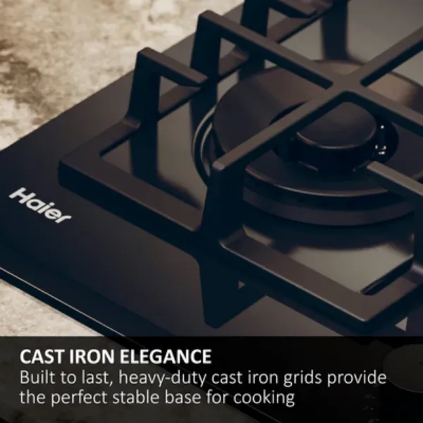 Haier HAVG75TBBP Series 4 Gas on Glass Hob - Black - 5 Rings_main_iron