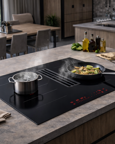 Faber Galileo Phantom A830 Ducted Only Matt Glass Venting Induction Hob_installed