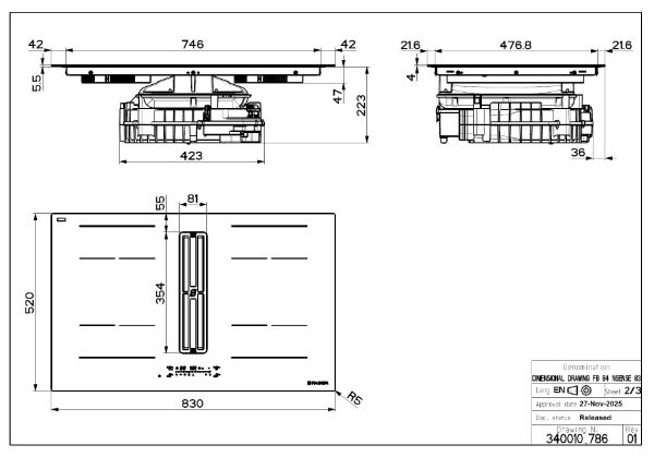 Faber Galileo XL A830 Recirculating Only Matt Black Vented Induction Hob_diagram