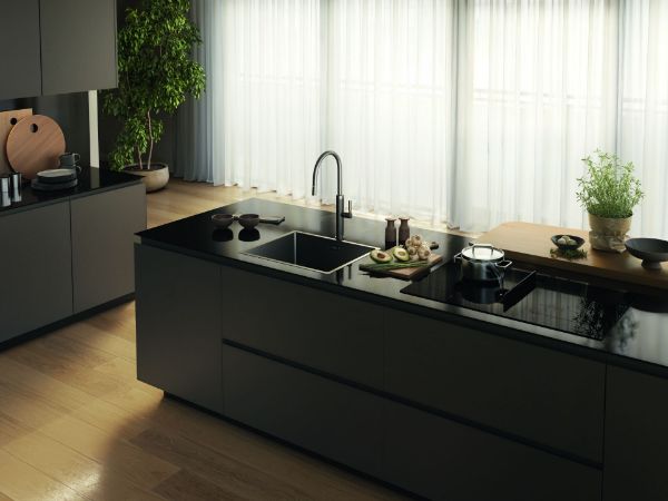 Faber Galileo Eclipse F830 Recirculating Only Black Glass Vented Induction Hob_installed