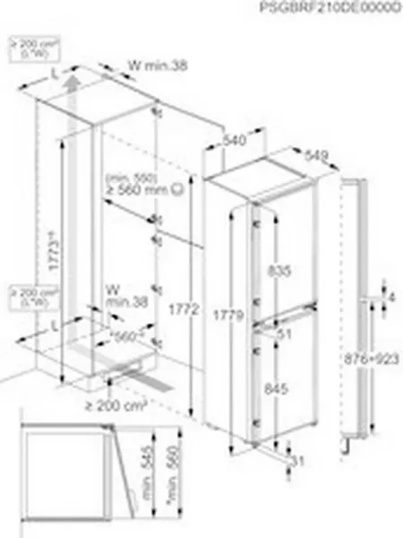 AEG NSC6L185ES 54.6cm 50/50 Built In Low Frost Fridge Freezer