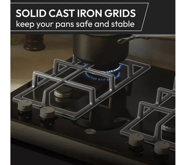 Hoover HVG6K3B 60 cm Gas Hob - Black_iron