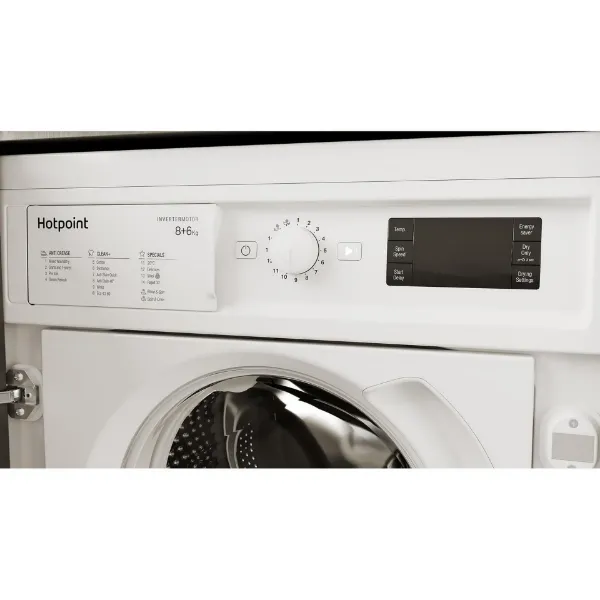 Hotpoint BIWDHG861485 8kg/6kg 1400 Spin Integrated Washer Dryer - White_controls 2