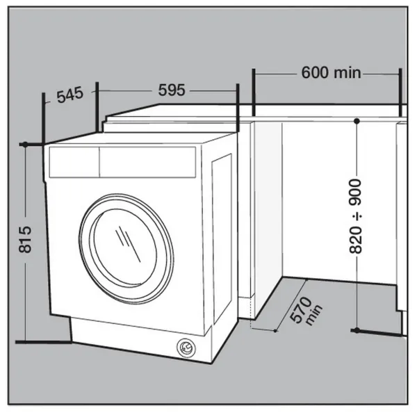 Hotpoint BIWDHG861485 8kg/6kg 1400 Spin Integrated Washer Dryer - White_dimensions