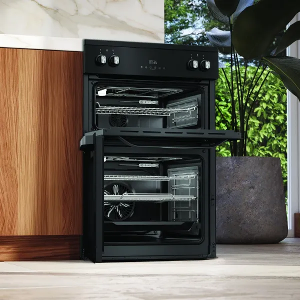 Hotpoint HDME6VDC2AB 60cm Double Oven Electric Cooker with Ceramic Hob - Black