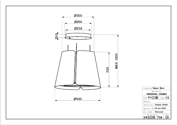 Faber Beat Black Matt 45cm Island Cooker Hood_dimensions