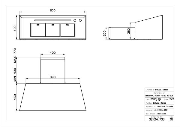 Faber Chloe XL Country Grey Matt 110cm Wall Mounted Cooker Hood_diagram