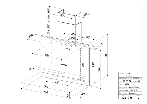 Faber Talika A80 Cross Titanium 80cm Wall Design Cooker Hood_dimensions
