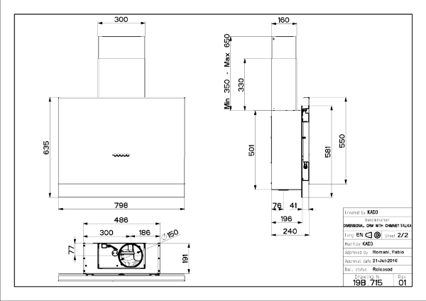 Faber Talika A80 Cross Titanium 80cm Wall Design Cooker Hood_diagram