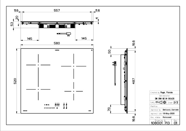 Faber FCH 64 BK KL Black Glass 60cm Induction Hob_diagram