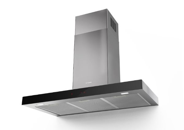 Faber Stilo Glass Smart A90 Stainless Steel/Black Glass 90cm Wall Mounted Cooker Hood_front