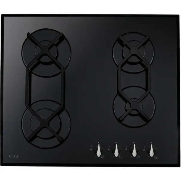 CDA HVG621BL 4 Zone Gas on Glass Hob_Top View