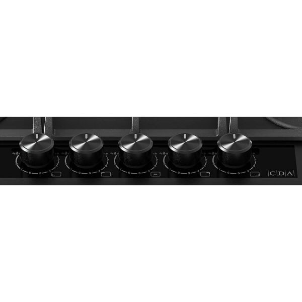 CDA HVG731MB 70cm 5 Zone Gas on Glass Hob_Control Panel Detail