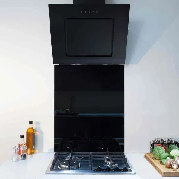 CDA EVA60BL Angled Cooker Hood_Installed Kitchen View