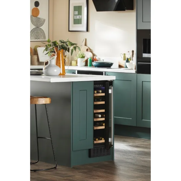 CDA CFWC304BL 30cm Freestanding Undercounter Single Zone Wine Cooler_Installed Kitchen View