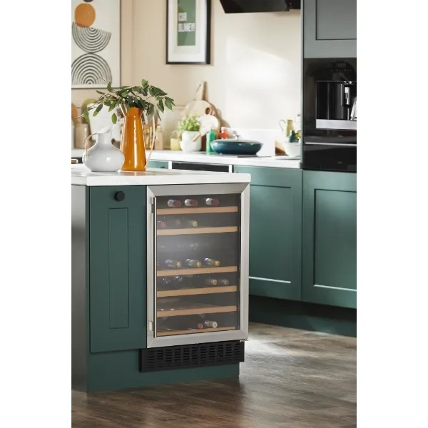 CDA CFWC604SS 60cm Freestanding Undercounter Dual Zone Wine Cooler_Installed Kitchen View