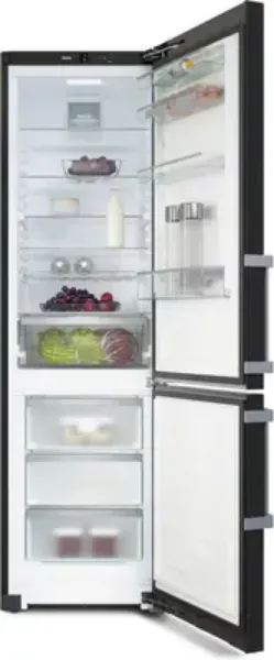 Miele KFN4795ADbst Freestanding 70/30 Fridge Freezer Frost Free - Black Steel - D Rated_open
