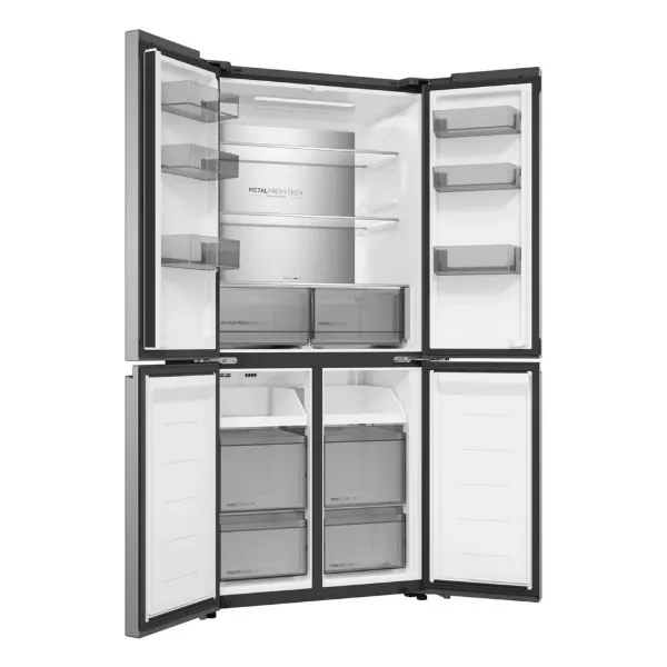 Haier HCR58S18DNMM 60/40 Fridge Freezer - Inox_angled view open