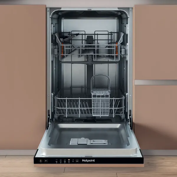 Hotpoint HP2ID10CS80UK  Integrated Slimline Dishwasher - 10 Place Settings_open