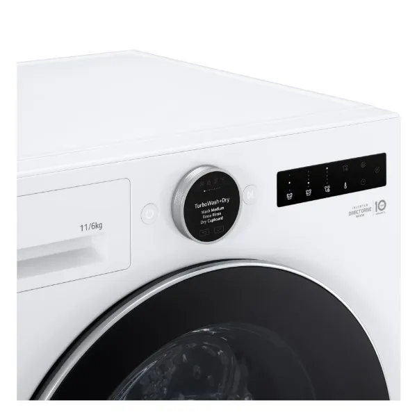 LG Series 10 AI Direct Drive WHX9016TLC - 11 kg Heat Pump Washer Dryer - White
