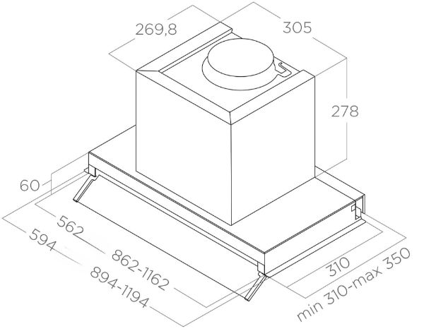 Elica BOXN-LX-ED-B120 120cm Wide Integrated Hood - Stainless Steel - A Rated_diagram