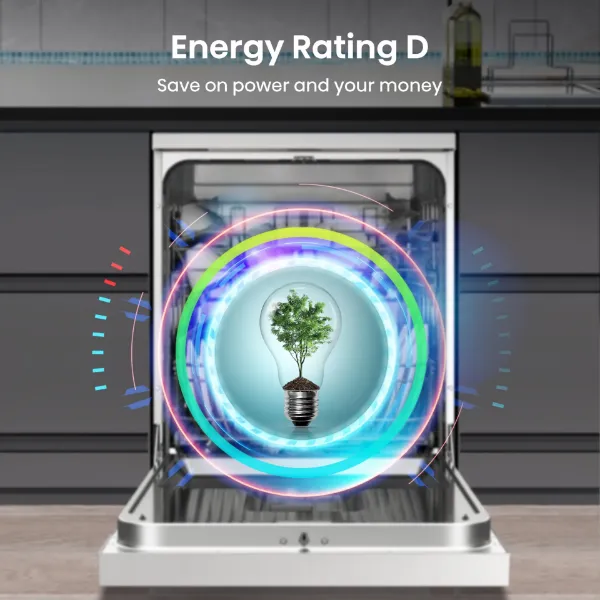 Hisense HS642D90WUK Full-Size Dishwasher - White - 14 Place Settings_energy rating D
