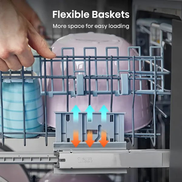Hisense HS642D90WUK Full-Size Dishwasher - White - 14 Place Settings_flexible baskets