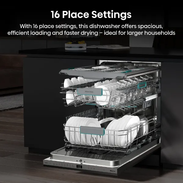 Hisense HV16AUK Full-Size Fully Integrated Dishwasher - 16 Place Settings_16 place settings