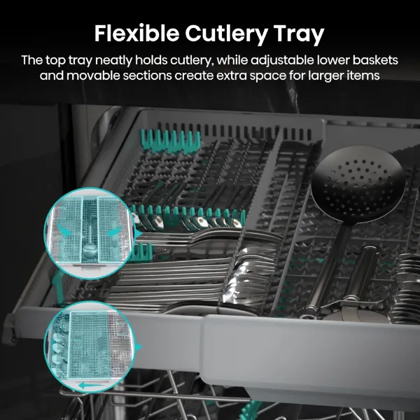 Hisense HV16AUK Full-Size Fully Integrated Dishwasher - 16 Place Settings_flexible tray