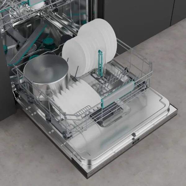 Hisense HV16AUK Full-Size Fully Integrated Dishwasher - 16 Place Settings_room view open 2